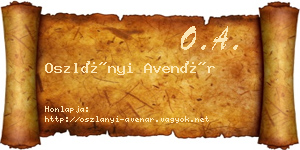 Oszlányi Avenár névjegykártya
